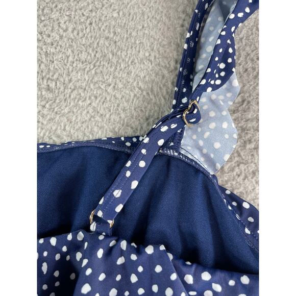 Kona Sol One Piece Swimsuit Womens 20 Blue Polka Dot Patterned Ruffle Padded NWT - Picture 6 of 8